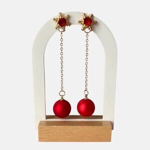 Snowflake Red Dangle Long Earring
